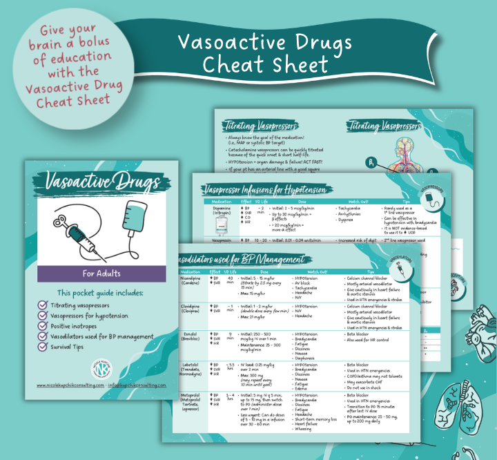 Vasoactive Drugs Cheat Sheet